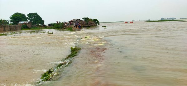 नवगछिया : लोकमानपुर में पंचायत भवन तो सिहकुंड में स्कूल में फैला बाढ़ का पानी